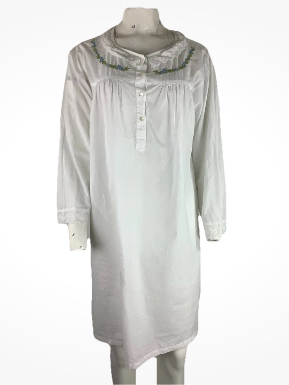 Victorian Classics Sz L 100% Cotton Lightweight Long Sleeve Shift Nightgown